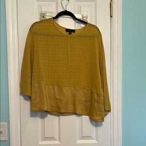 Tahari Mustard Sheer Top